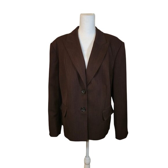 Evan Picone Woman Brown Blazer Size 24W Preppy Minimalist Career Fall - Picture 1 of 10